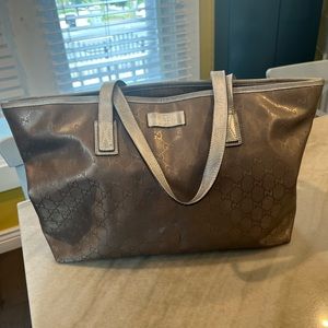 Gucci silver tote bag authentic